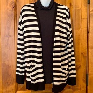 Halogen Black - Ivory Stripe Cardigan NWT